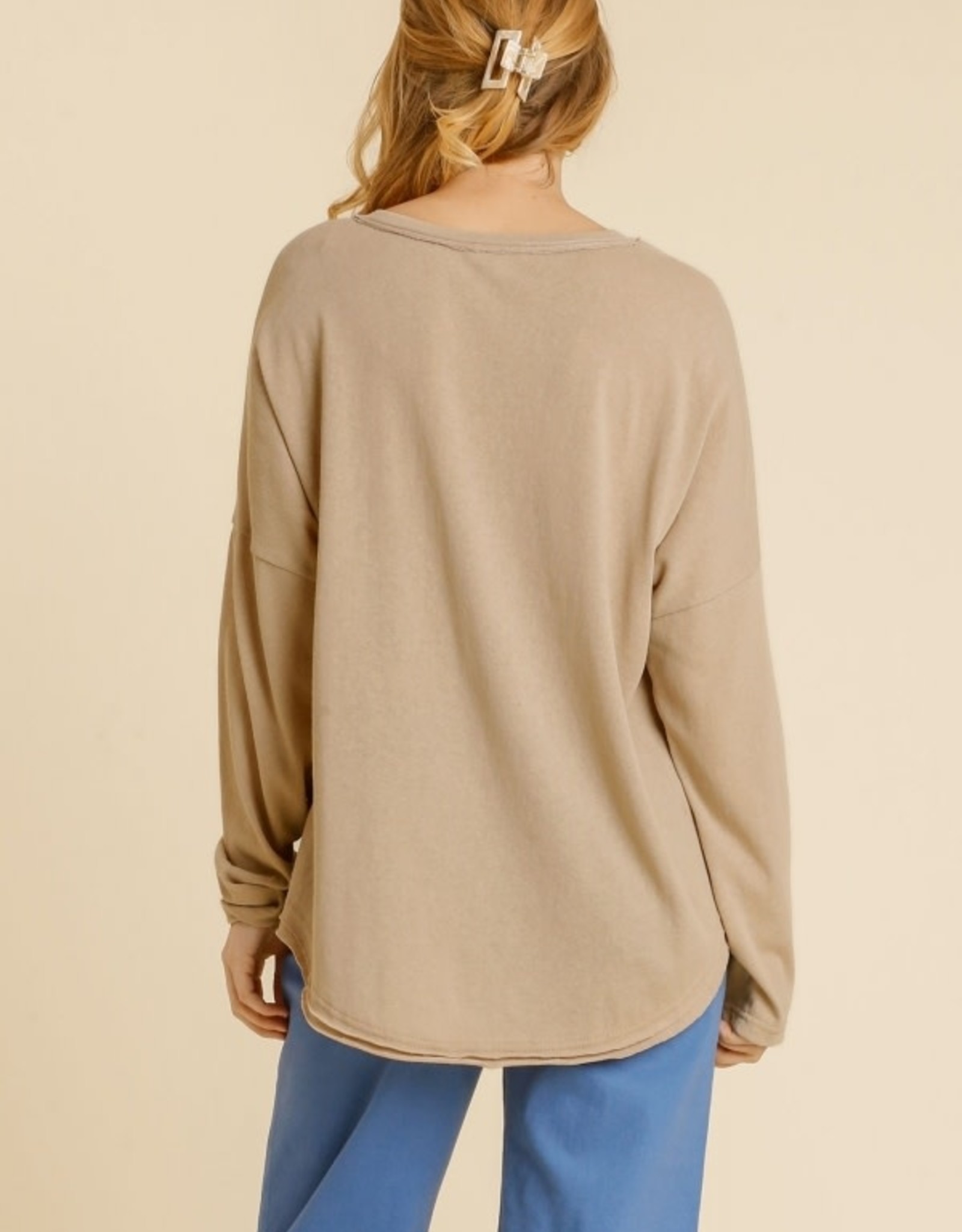 Umgee Button Front Long Sleeve Blouse - M5319