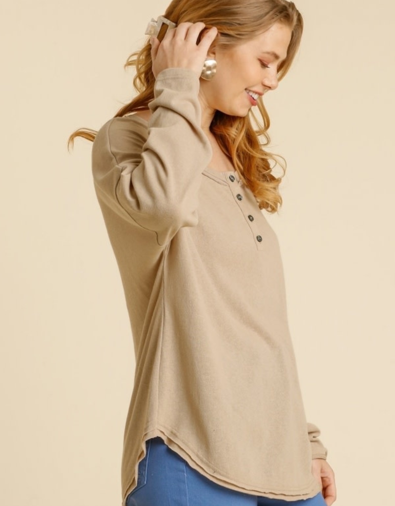 Umgee Button Front Long Sleeve Blouse - M5319