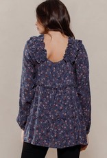Oddi Floral Tiered Woven Long Sleeve Blouse - IT14594