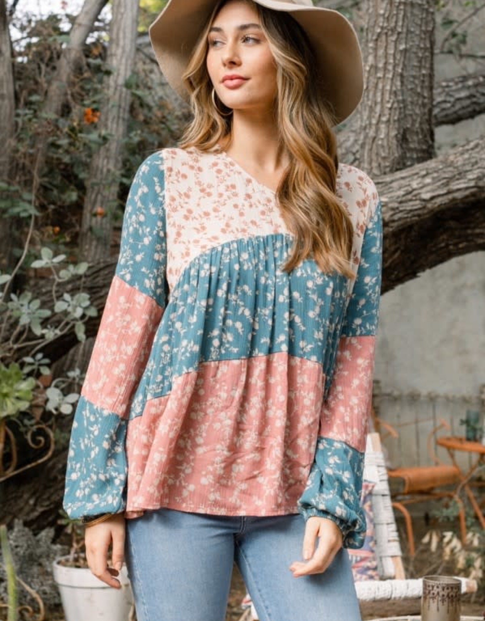 Oddi Ditzy Floral Printed Woven Babydoll Blouse - IT13814
