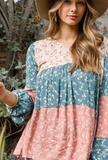 Oddi Ditzy Floral Printed Woven Babydoll Blouse - IT13814