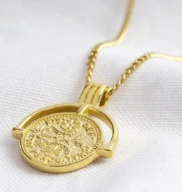 Lisa Angel Gold Framed Sixpence Coin Pendant Necklace