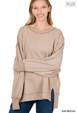 Zenana Plus Oversized Exposed-Seam Sweatshirt