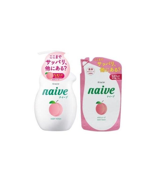 Kracie Naive Body Wash Peach Pump+Refill Set Limited