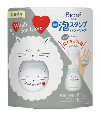Kao Biore Hand Soap Kao Biore U Foam Stamp Hand Soap Nikukyu Cat Design Body + Refill 430ml (Limited)