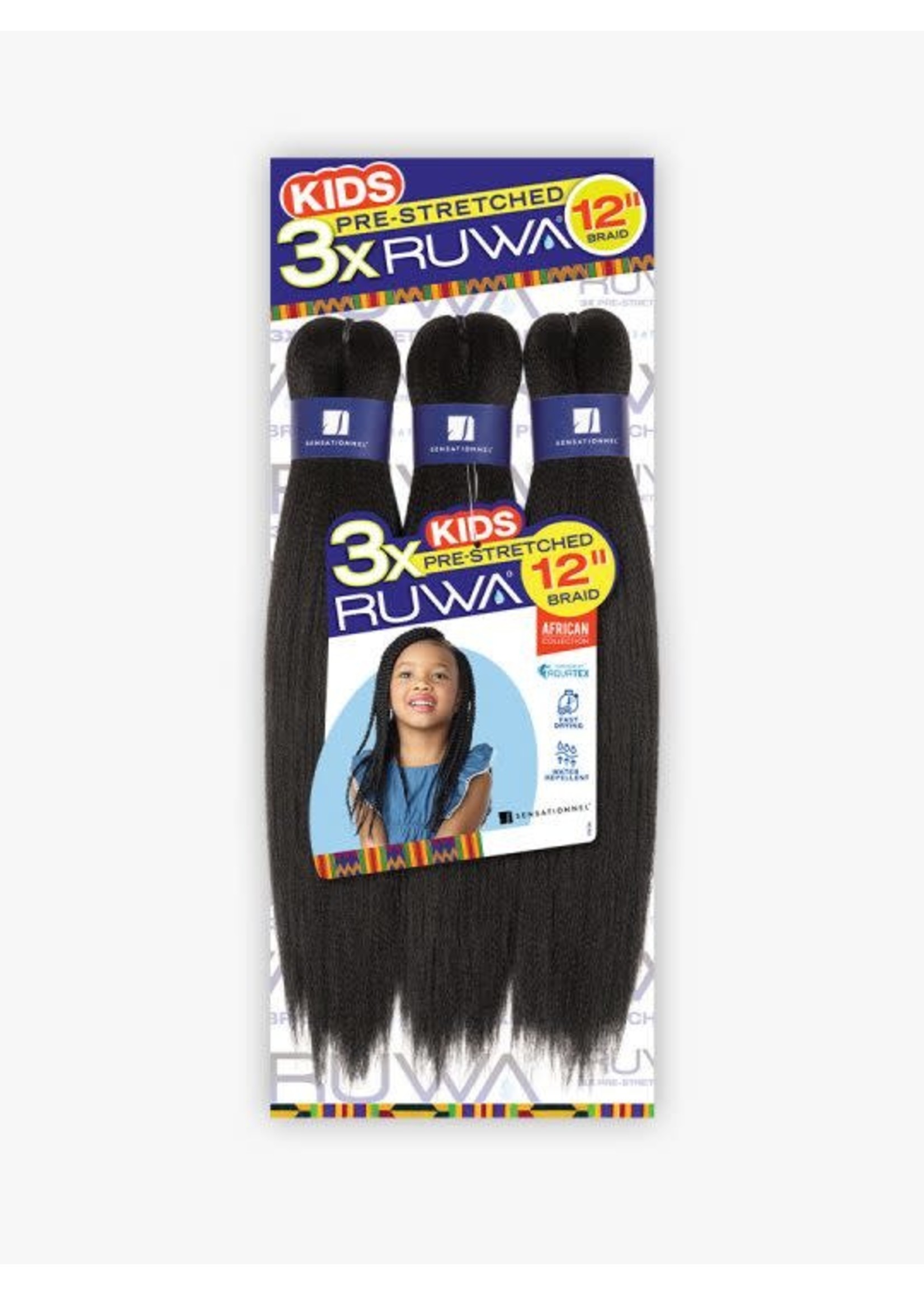 Sensationnel 3x Ruwa Pre-Stretched Braiding Hair 12"