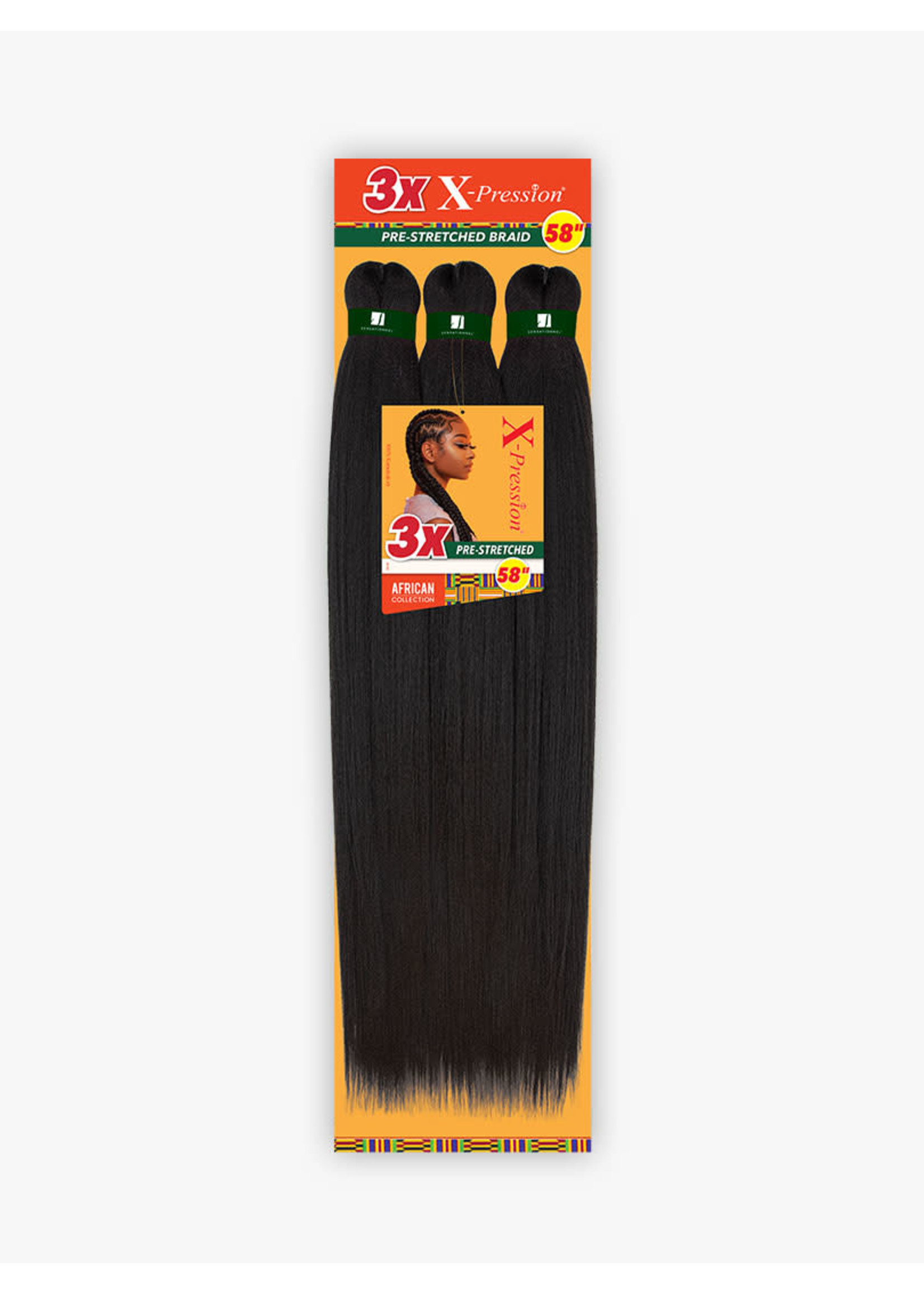 African Collection 3x X-pression Pre-Stretched Braid 58"