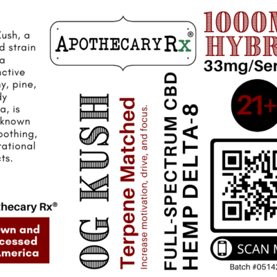 Apothecary Rx Apothecary Rx Delta 8 CBD OG Kush Elixir Hybrid 1000mg 30ml