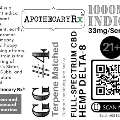 Apothecary Rx Apothecary Rx Delta 8 CBD GG #4 Indica 1000mg 30ml