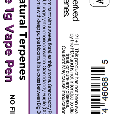 Apothecary Rx Apothecary Rx Delta 8 Granddaddy Purple  Disposable Cartridge 1gr