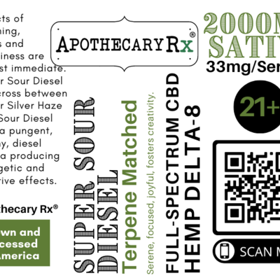 Apothecary Rx Apothecary Rx Delta 8 CBD Super Sour Diesel Elixir Sativa 2000mg 30ml