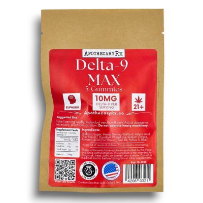 Apothecary Rx Apothecary Rx 10mg Delta-9 10mg CBD Vegan Gummies 5ct