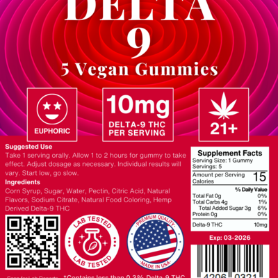 Apothecary Rx Apothecary Rx 10mg Delta-9 10mg CBD Vegan Gummies 5ct