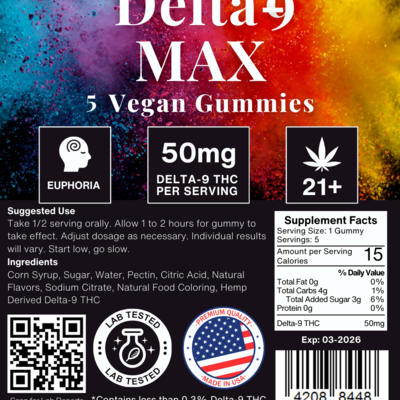 Apothecary Rx Apothecary Rx Delta 9 MAX Vegan Gummies 50mg 5ct