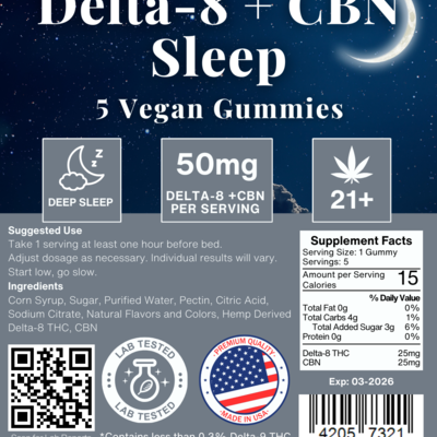 Apothecary Rx Apothecary Rx 50mg Delta-8 CBN 1:1 Vegan Sleep Gummies 5ct