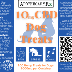 Apothecary Rx CBD Isolate Dog Treats 10mg 200ct