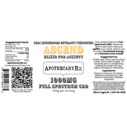 Apothecary Rx Apothecary Rx ASCEND for Anxiety Full Spectrum CBD Elixir 1000mg 30ml