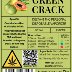 Apothecary Rx 3g Delta-8 Disposable Vaporizer Green Crack
