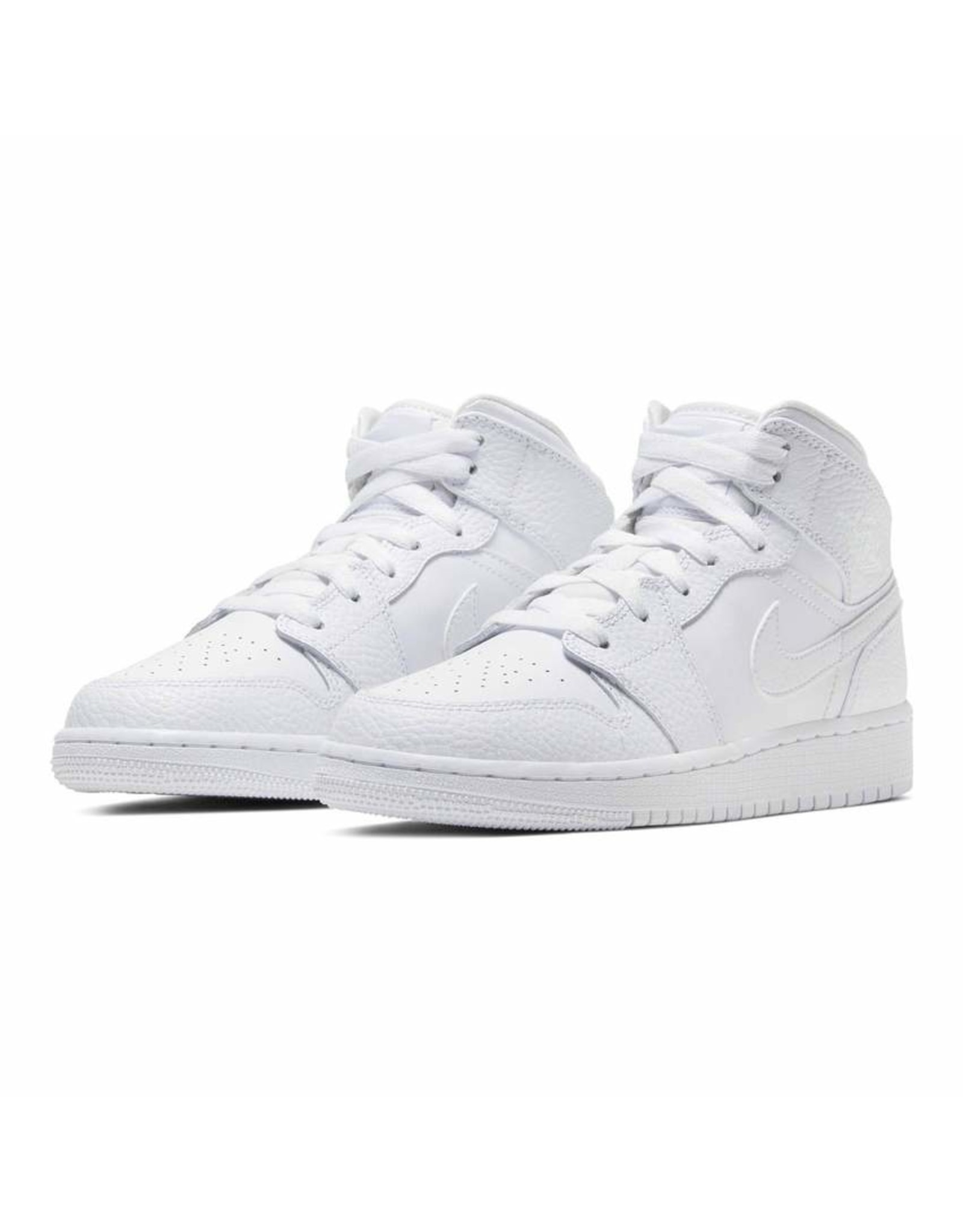 Jordan Retro 1 Mid Triple White (GS) - Boutique Evoque Mode Streetwear /  Evoque Mtl