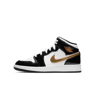 Jordan Jordan Retro 1 Mid Patent Black White Gold (GS)