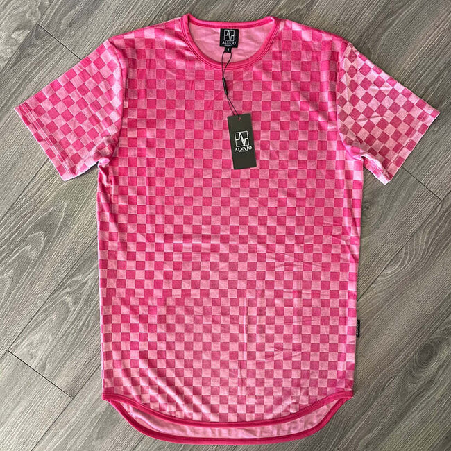 alvajo Alvajo Pink Velvet Checkmate Tee