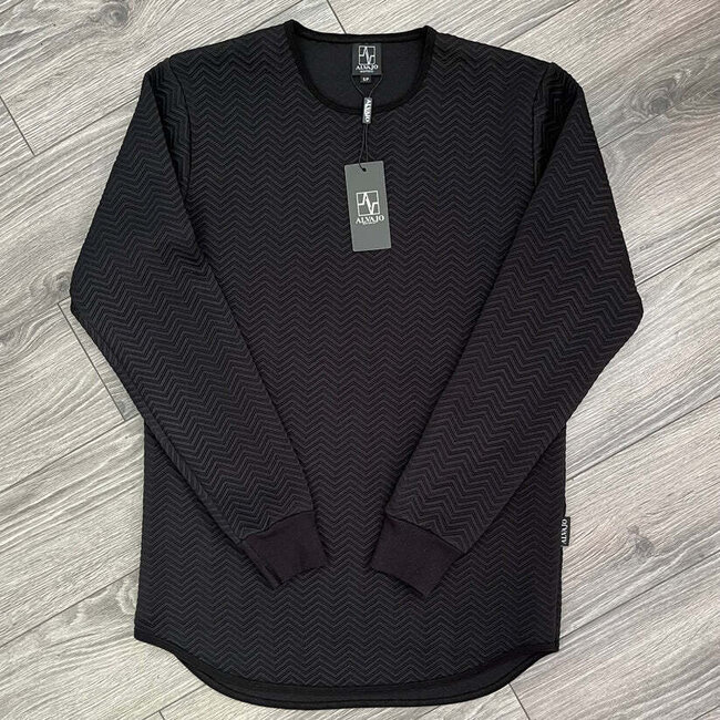 alvajo Alvajo Zig Zag Quilt Crew Black