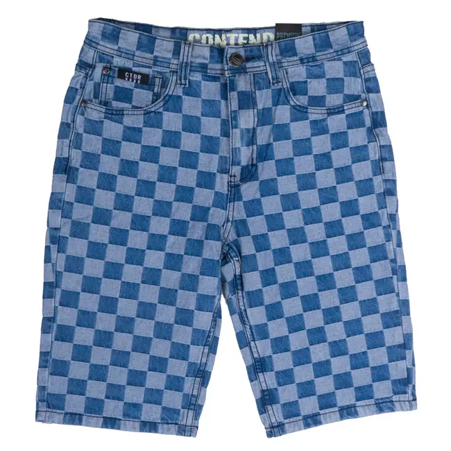 Contender Contender Denim Checkered Shorts Blue