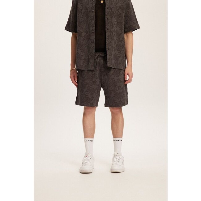 Kuwalla Kuwalla Jacquared Linen Short Charcoal (KUL-0125-LISH013J)