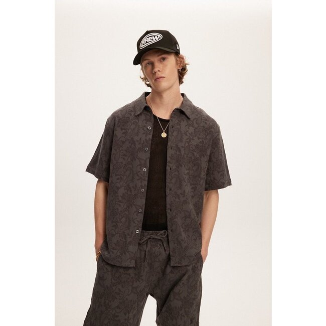 Kuwalla Kuwalla Jacquared Linen Shirt Charcoal (KUL-0125-SS012J)