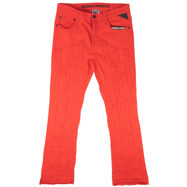 GOOD THINGS LAST 4EVER GTL4 Stacked Frayed Jeans Red
