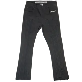 GOOD THINGS LAST 4EVER GTL4 Stacked Frayed Jeans Black