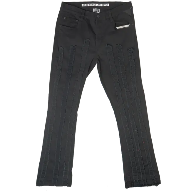 GOOD THINGS LAST 4EVER GTL4 Stacked Frayed Jeans Black