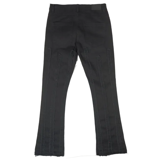 GOOD THINGS LAST 4EVER GTL4 Stacked Frayed Jeans Black