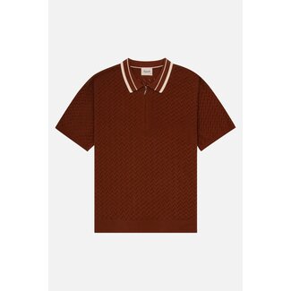 Kuwalla Kuwalla Knit Zip Polo Rust Brown (UKUL-0125-KZP712)