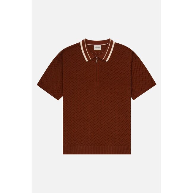 Kuwalla Kuwalla Knit Zip Polo Rust Brown (UKUL-0125-KZP712)