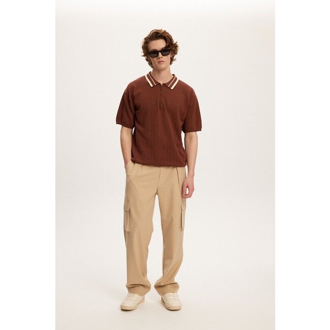 Kuwalla Kuwalla Knit Zip Polo Rust Brown (UKUL-0125-KZP712)