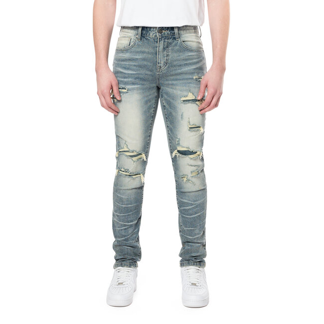 Smoke Rise Smoke Rise Rip Repaired Jeans Chester Blue (JP23532)