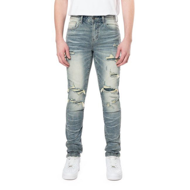 Smoke Rise Smoke Rise Side Lightening Effect Jeans Zinc Blue (JP24506)