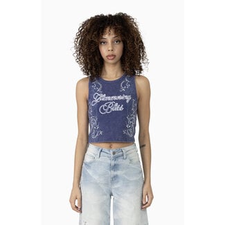 Smoke Rise Smoke Rise Fitted Cropped Tank Top TWLT Blue