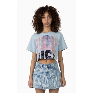 Smoke Rise Smoke Rise Cropped Rhinestone T-Shirt DRM Blue