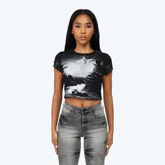 Smoke Rise Smoke Rise Rhinestone Fitted T-Shirt Black