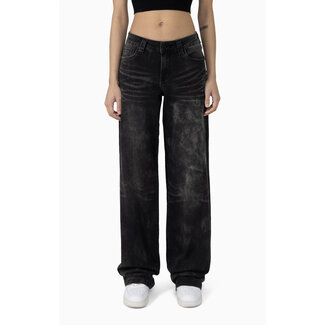 Smoke Rise Smoke Rise Mid Rise Washed Wide Jeans Faded Black