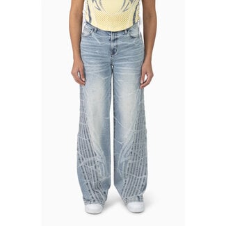 Smoke Rise Smoke Rise High Rise Printed Wide Leg Jeans Romero Blue