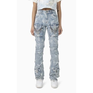 Smoke Rise Smoke Rise High Rise Boot Jeans Chain Wave Blue