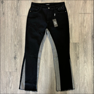 alvajo Alvajo Black/Grey Wash Flare Denim
