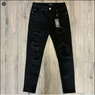 alvajo Alvajo Distressed Jet Black Denim