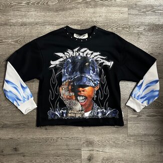 BKYS BKYS "Sunlight" Crop Long Tee Black Blue(C1537)