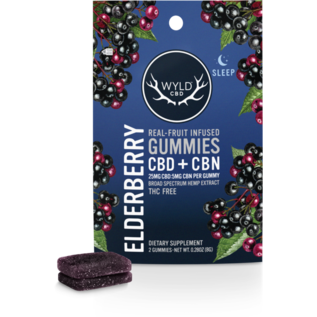 wyld WYLD: Hemp Gummies - 20ct  Elderberry 500mg CBD : 100mg CBN