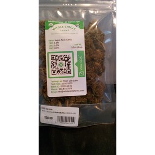 Whole Circle Farms WCF - Aqua Azul- Flower -  1oz (28g) CBD 9.3%; CBG 0.2%: THC 0.3%