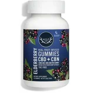 wyld WYLD: Hemp Gummies- 40ct Elderberry, 25mg CBD : 5mg CBN